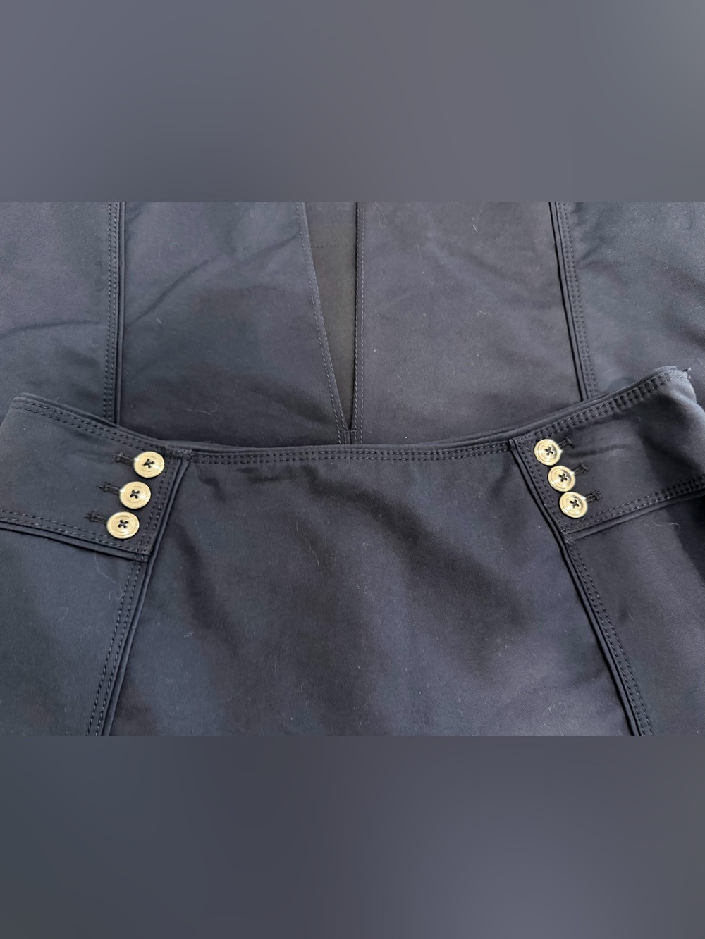 White House Black Market Perfect Form Navy Pencil Skirt with Silver-Tone Buttons